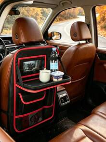1pc Modern Minimalist Oxford Fabric Rectangular Hanging Car Organizer Bag, With Mesh Pockets And Adjustable Shoulder Strap Decoration, Multi-Compartment Storage And Back Seat Organizer Function, Suitable For Family Car - Multicolor - View 16