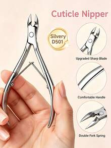 UR SUGAR 1Pc Cuticle Care Tool, Stainless Steel Dead Skin Nipper, Hand & Feet Cuticle Trimming Cutter, Manicure Pedicure Nail Tool For Salon & Home DIY Use - Silver - View 5