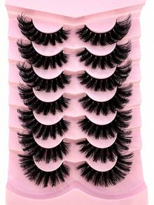 5 Pairs DD Voluminous Fluffy False Eyelashes, 8D Dense Faux Mink Hair Long Soft Thick Lashes For Eyelash Extension Makeup Look - Black - View 2