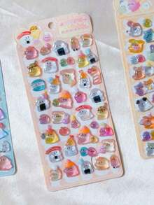 1/4pcs Cute Cartoon Summer Drink Fruit Popsicle Embossed Rhinestone Sticker Resin Crystal Kids Reward - Multicolor - View 11
