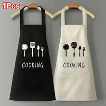 Simple Modern [Stylish Polyester Apron] Unisex, Size-Universal For Tea Coffee Shops, Waterproof Oil-Resistant Chef Apron With Pockets, Durable Design, Perfect Gift For Baking And Cooking, Kitchen Enthusiasts, Kitchen Aprons - Black - View 1