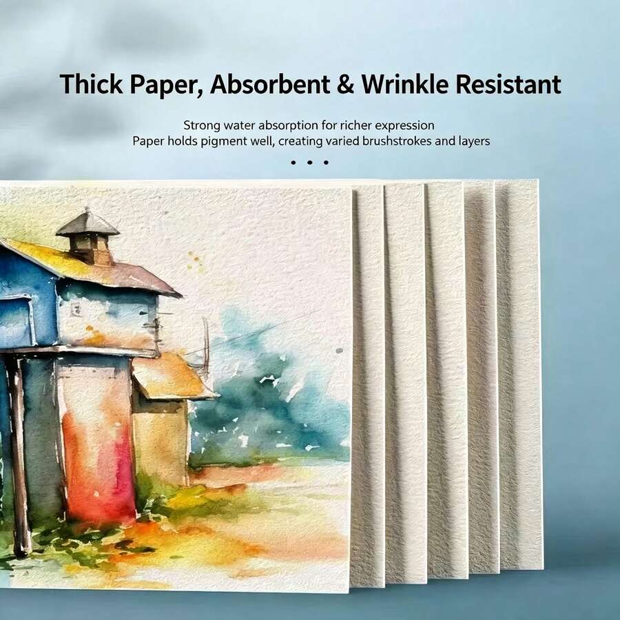 50 Sheets Premium Watercolor Paper - Vibrant Thick Sketching And Painting Paper, Suitable For Small Artworks, Exquisite Postcards And School Projects, Professional Painting And Art Learning, Handicrafts | High-Quality Watercolor Paper - Watercolor Paper - View 1