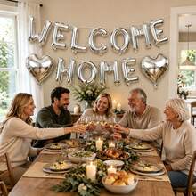 Gold Black Silver WELCOME_HOME Letter Banner Heart Balloon Welcome Home Foil Letter Balloon Banner Decoration - Multicolor - View 1
