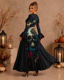 Women Maxi Dresses - Teal Blue - View 2