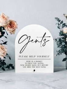 1pc Neutral Acrylic Restroom Sign, Modern Wedding Restroom Sign With Base, Printed With "Please Help Yourself" For Men And Women, Hospitality Basket Decor, Suitable For Wedding Reception, Event And Bridal Shower Party Tabletop Sign - 24cm*20cm - View 7