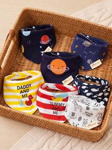 momscare 6pcs/7pcs Baby Bibs, Soft Absorbent Baby Drool Cloths, Suitable For Daily Use - Cute Animal Design Exquisite Embroidered Baby Triangle Bibs - Multicolor - View 10