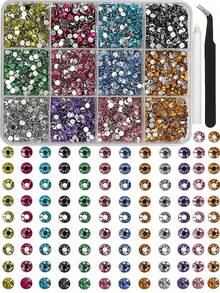 12-Grid 3mm Mixed Color AB Resin Flat Back Rhinestone Jelly Diamond DIY Clothing Phone Rhinestone Set, Suitable For DIY Handmade Mother's Day Gifts, 12-Color Rhinestones Create Bright Bedroom Atmosphere, 40 Vibrant Colors - Multicolor - View 6