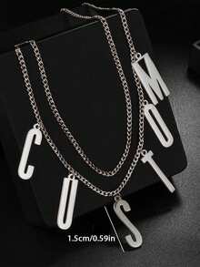 This Unique And Stylish Stainless Steel Waist Chain Features A Custom-Designed English Letter Pendant. Its Distinctive And Understated Design Makes It Perfect For Occasions Such As Mother's Day, Valentine's Day, Birthdays, Anniversaries, And Graduations. The Silver Color Adds A Fashionable And Unique Touch, Making It An Ideal Gift For Your Loved Ones, Boyfriend, Girlfriend, Parents, Family, Or Friends. Suitable For Anniversaries, Graduations, Dances, Parties, And Other Special Occasions, It's Also Suitable For High School Students, University Students, Freshmen, Sophomores, And Lower-Year Students. Silver Waist Chain - Silver - View 4