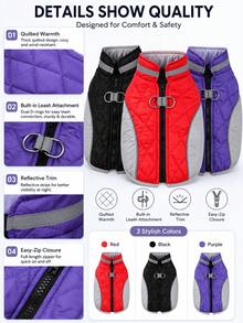 1pc Autumn/Winter Warm Pet Apparel Coat Thickened With Reflective Jacket For Pets Outdoor Windproof Clothes Suitable For Small Medium Dogs - Multicolor - View 4