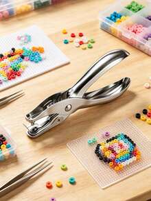 31pc Fuse Beads Punch Tool Set,Including 10Pcs Hanging Ropes,10Pcs Keychains,10Pcs Bead Chains, Portable Single Hole Punch Tool For DIY Paper Craft Keychain Making Supplies,DIY Keychain Making,Paper Craft Supplies,Craft Accessories(Color Random) - Multiple Styles - View 5