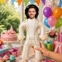 1pc Personalized Inflatable Blow-Up Doll, Customized Face Inflatable Blow-Up, Customized Groom Face Inflatable Blow-Up, Bachelor Party Personalized Inflatable Doll, Funny Wedding Gag Gift For Him, Suitable For Special Occasions - Multicolor - View 4