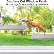 1 pieza Hamaca para gato gris, percha de ventana para gato sin cables, hamaca para gato con 4 ventosas, cama plegable para gatos de interior, silla de descanso plegable y estable, soporte para gato de interior de fácil montaje (las versiones transpirable y de felpa difieren, no son exactamente iguales) - Tamaño grande (52*30cm) - Ver 4