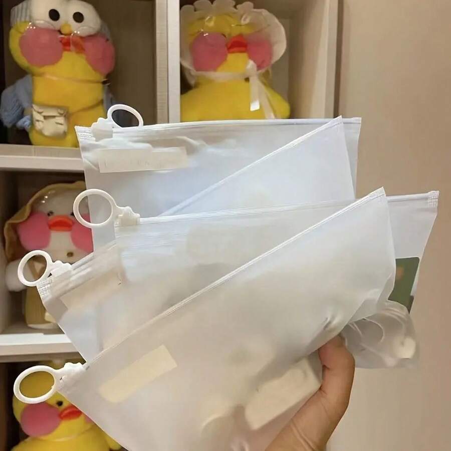 Simple Modern Simple Practical Storage Bag, Multi-Functional Matte Storage Pouch With Pull Ring, Transparent Pen Case And File Holder, Stationery Office Supplies - Matte - View 1