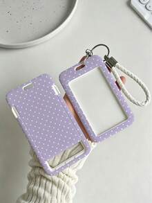 New Minimalist Polka Dot Pattern Card Holder (Card Holder + Keychain), Suitable For Student ID, Meal Card, Bus/Metro Card And Access Card, With Bag Hanging, Keychain, Wallet And Bank/Credit Card Storage Functions, Equipped With Sliding Cover Design And Lanyard, Made Of Durable Plastic Material, Sturdy And Long-Lasting, Effectively Protects Work Credentials, Essential For Holiday Travel And University Life (Printed Pattern Randomly Distributed) - Multicolor - View 8
