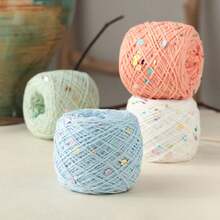 150g/3pcs Multi-Color Beautiful Pale Purple Sequin Yarn Cotton Thread 1mm Iridescent Round Sequins INS Hot-Selling Braided Hair Ties Pure Cotton Knitted Yarn - 150G/3PC - View 8