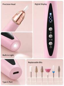 Rechargeable 320mAh Electric Nail File, Mini Nail Pen And Multi-Head Nail Grinder Set, Instantly Create Smooth And Shiny Nails - Rose Gold - View 7