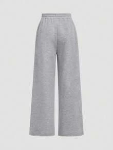 1pc Cute Girls Wide Leg Sweatpants, Climbing Cat & Casual Cat Pattern, Soft Casual Streetwear Long Pants - Grey - View 4