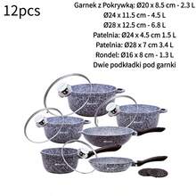 8/10/12pcs Marble Coated Aluminum Cookware Set, Grey Blue Speckled Pot Body, Compatible With Gas Stoves And Induction Cooktops, For Soup Boiling, Braising And Frying Various Ingredients In Household Kitchens - View 5