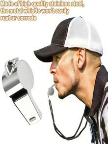 1/3/5pcs Stainless Steel Whistles With Lanyard, Loud And Clear Sound, Suitable For Coaches, Referees And Staff - Multicolor - View 2
