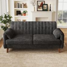 Sofa Made Of Chenille With Storage Space Saving Solid Wood Grey For Living Room And Lounge - Dark Grey 2 Seat - View 4
