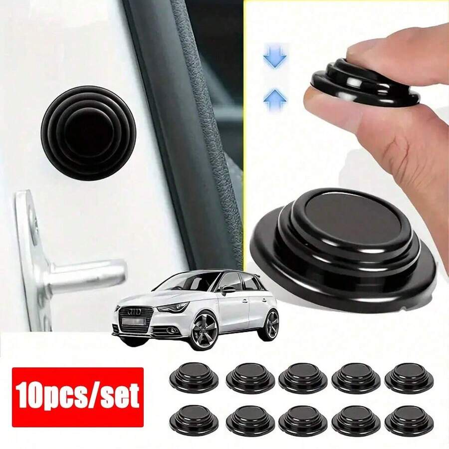 10pcs Car Door Anti-Collision Silicone Pad Shock Absorbing Gasket Anti-Shock Protection Sound Insulation Silent Cushioning Sticker Accessories - Protect Your Vehicle From Bumps And Scratches! - A - View 1