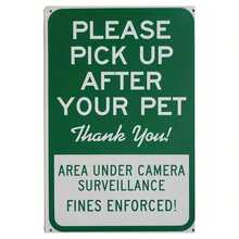 1pc Of -Style 8 0X12 0Inch Metal Pet Reminder Sign - Please Pick It Up Behind The Pet, Monitor The Area, Fine Enforcement - Green And White, Wall-Mounted, Suitable For Courtyard And Outdoor Use - 1PC - View 2
