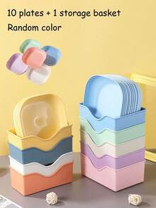 1-10pcs Cat Bowls, Universal Dog And Cat Bowls With Stand, Suitable For Dry And Wet Food, Multi-Cat Household Cat Bowl Set, Colorful, Suitable For Snacks And Breakfast, Plastic Material, Kitchen Essential - Multicolor - View 14