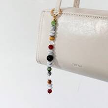 1Pc Boho Beaded Bag Charm Keychain, Resin Mixed‑Color Beads Pendant With Spring Ring Clasp, Handbag Decor Accessories For Women - Multicolor - View 1