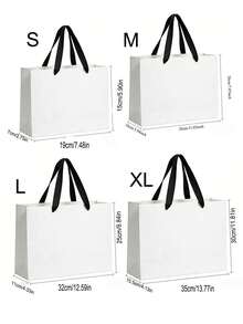 1/5pcs White Minimalist Paper Gift Bags With Black Satin Ribbon Handles, Suitable For Clothing Store Gift Packaging, Wedding Party, Birthday Gift, Holiday Gift Storage, Cosmetics, Multi-Purpose Shopping Packaging Bags - Multicolor - View 6