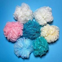 1/2/3/5pcs Cute Solid Color Bath Sponge, Bath Ball, Bubble Bath Ball, Bath Flower, Loofah, Bath Ball, Random Color - Multicolor - View 4