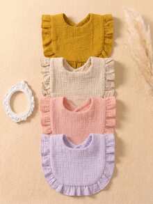 4PCS/8PCS Girls Autumn Cute Candy Color Baby Bibs, Soft Skin-Friendly Princess Baby Drool Bib Set, Suitable For Daily All-Season Use - Multicolor - View 7