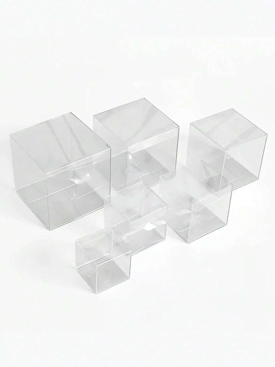 20 Pcs 4cm/5cm/6cm/7cm/8cm Clear PVC Plastic Boxes, For Towel, Tea, Ornament Storage, Birthday Party Surprise Gift, Multi-Purpose - A - View 1