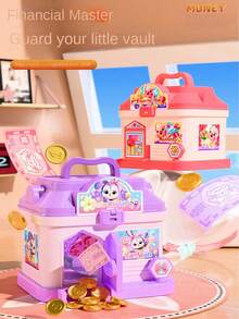 Kids Birthday Gift Toy, Password - Realistic Kids ATM Coin Bank, Cartoon Password Smart Piggy Bank, Creative Coin Password Saving Box - Multicolor - View 2