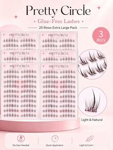WANPIN Glue-Free 20 Rows 9-11mm Gold C Curl Segmented Cluster False Eyelashes, Transparent Lash Stem, Ready To Wear & Reusable, Suitable For Beginners, Soft Comfortable Non-Irritating, Natural Daily Commute Makeup Look - C - View 10
