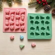 1pc 16-Cavity Creative Tree And Snowman Shaped Chocolate Silicone Mold, 3D Candy, Pudding, Cookie, Ice Cube Mold, Cake Decorating Baking Tool - Multicolor - View 8
