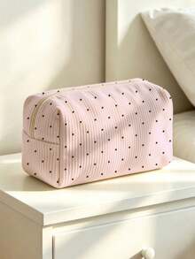 Campus Style Polka Dot Pencil Case/Stationery Storage Bag - Multi-Functional Large Capacity Design, Suitable For Storing Office Supplies, Creative Multi-Purpose Pencil Box Or Portable Travel Makeup Bag, Ideal For Students And Adults Daily Use. Polka Dot Density And Stripe Direction Random - Multicolor - View 8