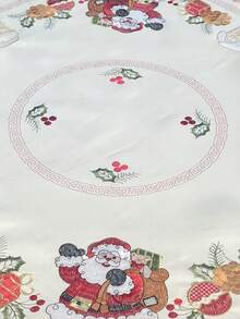 HXARTMIS 1件裝聖誕裝飾新品 米色聖誕老人刺繡正方形桌巾 波浪邊節日桌布 適合聖誕居家佈置、聖誕禮物與聖誕餐桌裝飾等 - 米色 - 查看 5