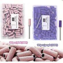DeDryDS 101pcs Nail Drill Bit & Sanding Band Set, Includes 1 Upgraded 3.1mm Drill Bit, 100pcs 180 Grit Fine Sanding Bands, Suitable For Removing Acrylic Nails, Gel Nails, Shaping, Manicure And Pedicure - Multicolor - View 2