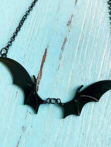 1pc Halloween Women's Gothic Dark Series Vampire Bat Wing Necklace - Black - View 3