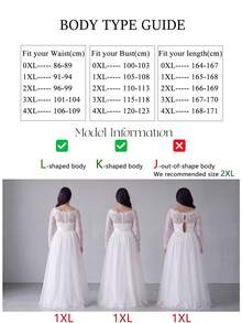 UNITHORSE Plus Size Women Lace Contrast Color Mesh Long Sleeve Dress, Party Dress, Wedding Dress, Bridal Dress, All White Party Outfit Fall - White - View 6