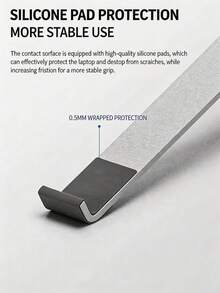 1pc Aluminum Alloy Laptop Stand, Ergonomic Detachable Laptop Riser, Silver And Black Optional - View 5