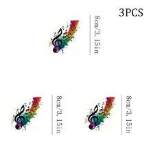 1/2/3pcs Rainbow Watercolor Treble Clef & Music Note Heat Transfer Iron-On Stickers, Colorful Musical Symbol Graffiti Decals For DIY Decoration On T-Shirts, Sweatshirts, Pillows, Fabric Bags - Multicolor - View 8