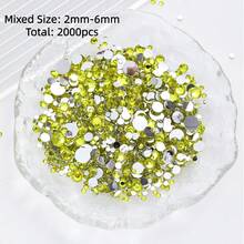 2mm-3mm-4mm-5mm-6mm Mixed Size 1440 Pieces/2000 Pieces/Pack Resin Rhinestone Color Non Heat Fixed Flat Back Adhesive Flash Foaming Rhinestone Jelly Beads For Mugs, Bottles, Rollers, Phone Cases, Handmade DIY Jewelry Accessories - Mixed Size - View 14