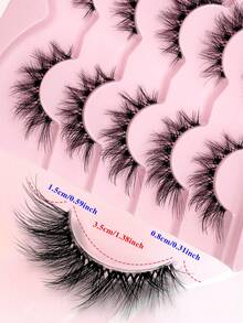 ENCHUW 5 Pairs Manga Lashes With Clear Band Eyelashes Cat Eye Eyelashes Natural Full False Eyelashes Volumized Eyelash Extension - Black - View 2