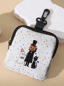 1pc Coin Purse, Storage Bag, Makeup Bag, Card Holder, Earphone Storage Bag, Halloween Pattern Printed Coin Wallet Card Holder, Can Hold Coins, Cards, Accessories, Keys, Multi-Functional Storage Bag, Ideal Gift For Girls And Boys - Multicolor - View 3