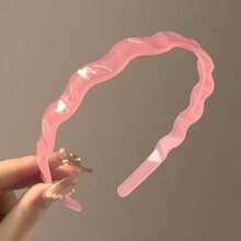4pcs/2pcs/1pc Mermaid Princess Transparent Jelly Color Acrylic Wavy Headband, Non-Slip With Teeth, For Face Washing, Transparent Hairband, Women's Vacation Hair Accessory - Multicolor - View 4