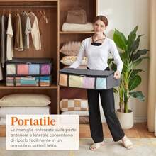 Contenitori Sottoletto, Scatole Vestiti con Finestra Frontale Trasparente, Organizer per Armadi e Contenitori per Asciugamani, V - grigio - Visualizzare 5