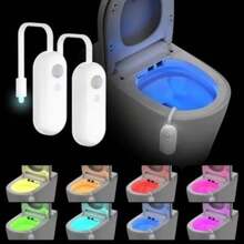 2pcs Toilet Light & Bathroom Light, Motion Sensor Night Light, Smart Light Sensor, 120° Wide Angle Coverage, 4m Detection Range, 8 Colors Optional, IP65 Dustproof Rating, Ideal Gift Choice, Suitable For Bathroom And Hallway - White - View 12