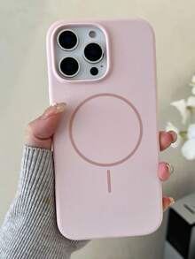 Luxury Fluorescent Liquid Silicone Phone Case, Compatible With IPhone 18 Pro Max 17 Air 16 15 14 13 12 17 Pro Max Plus, Magnetic Soft Shell - Pink - View 9
