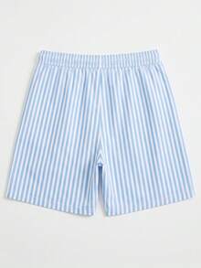 男士夏季圓領休閒背心與休閒短褲居家服套裝 - 白色 - 查看 7
